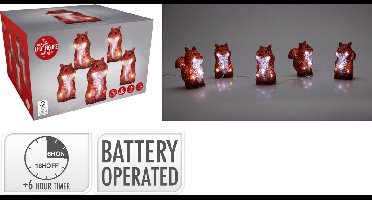 Christmas Decoration Verlichte eekhoorns - 5x st- 13 x 11 x 7 cm - witte LED lampjes
