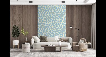 Behang - Fotobehang Giraf - Modern - Blauw - Breedte 145 cm x hoogte 220 cm