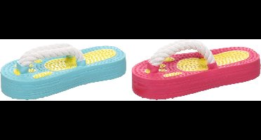 Flamingo - Hondenspeelgoed - Speelgoed Flippe Slipper met touw Meerdere kleuren - 17,5 x 7,7 x 5,6cm - 1st