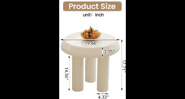 Bijzettafel – Sidetable – Salontafel – Nachtkastje – Banktafel – Ronde Kleine Tafel – Milky Wit – Compact & Eenvoudig Te Monteren