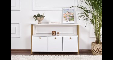 Skye Decor, Wandtafel, Solace - White, Gold, Gemelamineerde spaanplaat, Wit & Goud, 2 x 3 x 77 cm