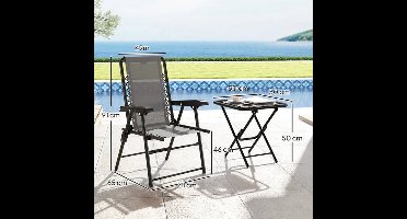 Buitenmeubelset – Tuinset – Balkonmeubelen – Terrasmeubilair – Compact Ontwerp – Gepoedercoat Staal – Textilene Stoelen - 64 x 70 x 87 cm - Donkergrijs