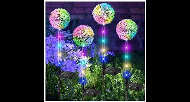 GELLDG 4 Stuks Wegverlichting - Solarlampen voor Buiten - 66x8cm - Eenvoudige Installatie, Zeer Geschikt voor Tuin, Balkon en Terras - IP65 Waterdicht - Kunststof - Kleurrijke LED Bloemlampen Set