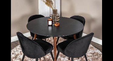 Sierra Eettafel, Ronde eettafel, PLAZ, eetkamertafel/keukentafel met Ø 100cm en 75cm hoog, kleine tafel in modern design met stalen poten, zwart
