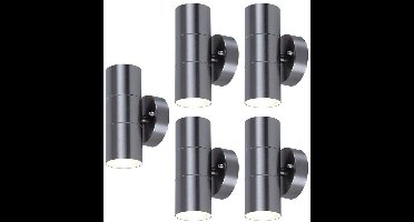 Set van 5 buitenlampen roestvrij staal UP DOWN wandspots glas balkonlampen