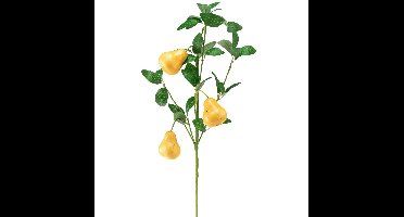 Kunstmatige decoratieve perentak, geel, 75cm, fruittak, kunstbloemdeco
