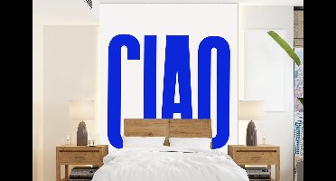 Behang - Fotobehang Ciao - Hoofdletters - Blauw - Minimalistisch - Breedte 160 cm x hoogte 220 cm