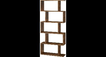 Hoppa! Boekenkast Vintage - Opbergkast - Rechthoekige Vakken - Kast Voor Boeken - Bruin - 70 x 24 x 159 (B x D x H)