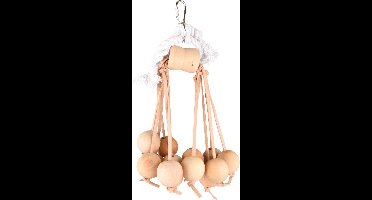 Flamingo Vogelspeelgoed Appi Ballen - Beige/Wit - 26 x 11 x 11 cm