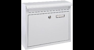 Hi Brievenbus ijzer met slot - wit - 36 x 12 x 32 cm - Postbus - Woonaccessoires - wandbrievenbus