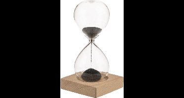 Zandloper - 1 minuut - 16 cm - magnetisch zand - met houten standaard - Spelletjes