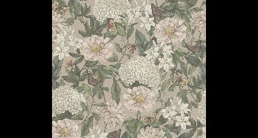 VLINDERS EN BLOEMEN BEHANG | Botanisch & Dieren - Roze Groen Wit Oranje - LivingWalls Drawn Into Nature