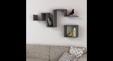 Skye Decor, Wandplank, Follow - Anthracite, Gemelamineerde spaanplaat, Antraciet, 116 x 20 x 45 cm