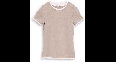 Tom Tailor Denim - T-shirt in 2-in-1-look - Maat S - atmosphere beige melange