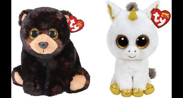 Ty - Knuffel - Beanie Buddy - Kodi Bear & Pegasus Unicorn