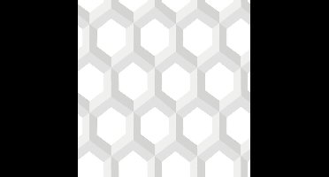 Eclipse Hex wit/grijs behang (vliesbehang, wit)