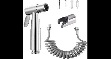 Boraboi® Roestvrijstalen handdouche set voor toilet en wandmontage met verstelbare straal,Zilver,12,3*5,6*5,2 cm