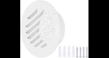 KARZO - 4 Inch Ventilatie Grille - Ronde Vent - Roestvrij Staal - Met Gaas en Bevestigingsschroeven - Wit