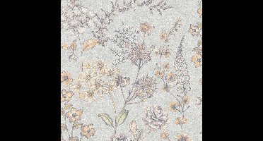 VINTAGE BLOEMEN BEHANG | Botanisch - grijs oranje geel - A.S. Création Metropolitan Stories 3