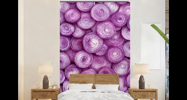 Behang - Fotobehang Paars - Uien - Close up - Breedte 160 cm x hoogte 240 cm