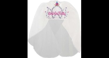 Haza Original Tiara "bride To Be" Met Sluier Dames Wit/roze