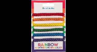 Armbandjes/haarbandjes - Gay Pride/Regenboog thema kleuren - setje van 6x stuks