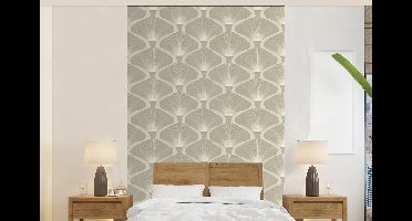 Behang - Fotobehang Paneel - Ginkgo - Zand - Breedte 140 cm x hoogte 220 cm