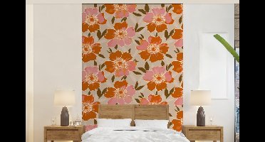 Behang - Fotobehang Bloemen - Motief - Retro - Breedte 140 cm x hoogte 220 cm