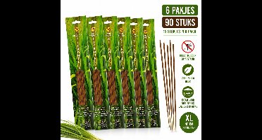 XL Citronella Wierookstokjes – Set van 6 Pakjes – 90 Stuks – 40 cm – Tegen Muggen – Citronella Wierook voor Buiten – Tuin, Terras, Balkon & Camping