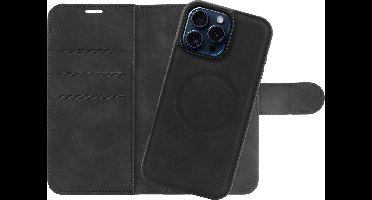 Just in Case hoesje geschikt voor iPhone 16 Pro Max Hoesje met Pasjeshouder geschikt voor MagSafe - Uitneembare 2-in-1 Premium Bookcase - Zwart