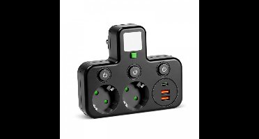 Kobi LINEA PRO FL3 Stekkerverdeler 2-voudig met 2x USB-A + USB-C en Nachtlamp 4000K Zwart | 2200 watt
