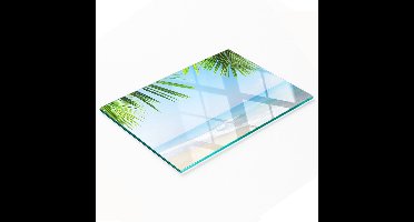 Decoratieve glazen snijplank voor in de keuken, tropisch strandmotief, 80x52 cm
