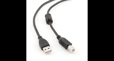 USB-A - USB-B kabel | ferrietkern | USB2.0 | 5W | zwart | 3 meter