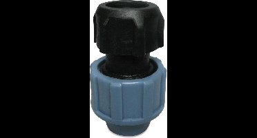 Unidelta Aansluitstuk PP 50 mm x 2" knel x binnendraad 16bar zwart/blauw DVGW/KIWA/WRAS