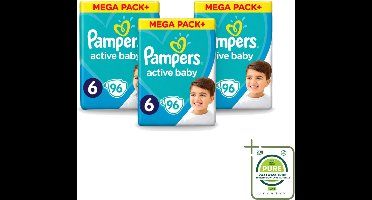 3 x Pampers - Active Baby - Luiers - Maat 6 (13-18 kg) - Extra Groot - 96 Luiers - Grootverpakking - Vaatwasstrips - Luiers Voor Baby - Droge Luiers - Beschermende Luiers - Actieve Luiers - Superabsorberende Luiers
