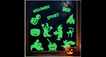 Cepewa Halloween Glow in the Dark stickers - 12x stuks - raam stickers - versiering Halloween