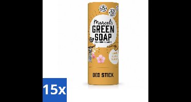 15 x Marcel's Green Soap - Deodorant Stick - Vanille & Kersenbloesem - Langdurige frisheid - 40 gr - Voordeelverpakking - 15 stuks
