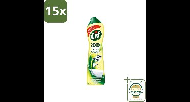 15 x Cif - Badkamer & Keuken - Schuurmiddel - Cream Lemon - 500 ml - Wasstrips - Schoonmaakmiddel - Schuren - Vet Verwijderen - Kalkaanslag Verwijderen - Citrusgeur