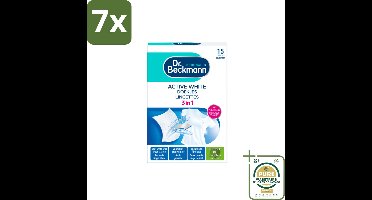 7 x Dr. Beckmann - Kleurverzorging - Active White - Witte Was - 15 Doekjes - Grootverpakking - Witwas - Grauwsluier Verwijderen - Witte Was Herstellen - Actieve Witmaker - Was Reinigen
