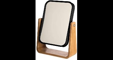 Trendoz Dubbele make-up spiegel op voet - 16 x 22 cm - zwart - scheerspiegel - Badkamer spiegels op standaard
