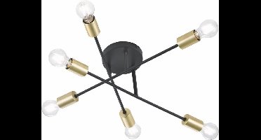 TRIO CROSS - Plafondlamp - Zwart mat - excl. 6x E27 6 W - Zwenkbaar - Plafondbevestiging