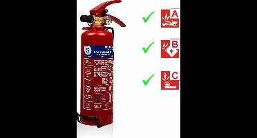 Smartwares 10.018.56 - Brandblusser Poeder 1kg - Incl ophangbeugel - Brandklasse ABC - BSI Gecertificeerd