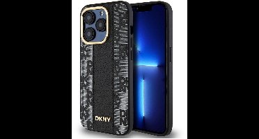 DKNY, Hoesje geschikt voor iPhone 15 Pro Max - MagSafe Compatibel met Ruitjespatroon Ultra-Chic, Zwart