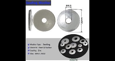 KARZO - C67612 - Pack van 50 EPDM Sealingringen 6.3 x 25 mm - Galvaniseerd Staal - Zelfborende Schroeven