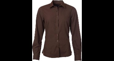 James and Nicholson Dames/dames Poplin-shirt met lange mouwen (Bruin)