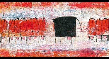 Kunstdruk Marianne Kindt - Schwarze Kuh 100x50cm