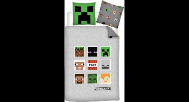 Minecraft Dekbedovertrek, Pixel - Eenpersoons - 140 x 200 - Polyester