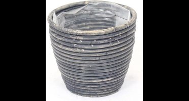 Van der leeden - Pot Rond Ballon Streep Blauw - 13x11 cm