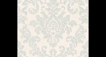 TRADITIONEEL BAROK ORNAMENTEN BEHANG - Metallic Wit Grijs - AS Creation Trendwall
