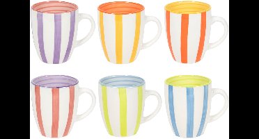 Cookinglife Mokken Summer Vibes - Koffie En Theemok - Mug - Aardewerk Multikleur - Vaatwasser En Magnetronbestendig - 6 Stuks 340 ml